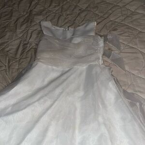 Miao Duo Strapless Satin Prom Dresses with Slit Long Pleats Formal Ball Gowns